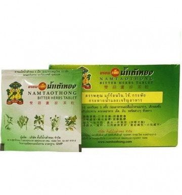 Травяные таблетки от простуды, лихорадки и интоксикации Namtaothong 4 или 100 шт